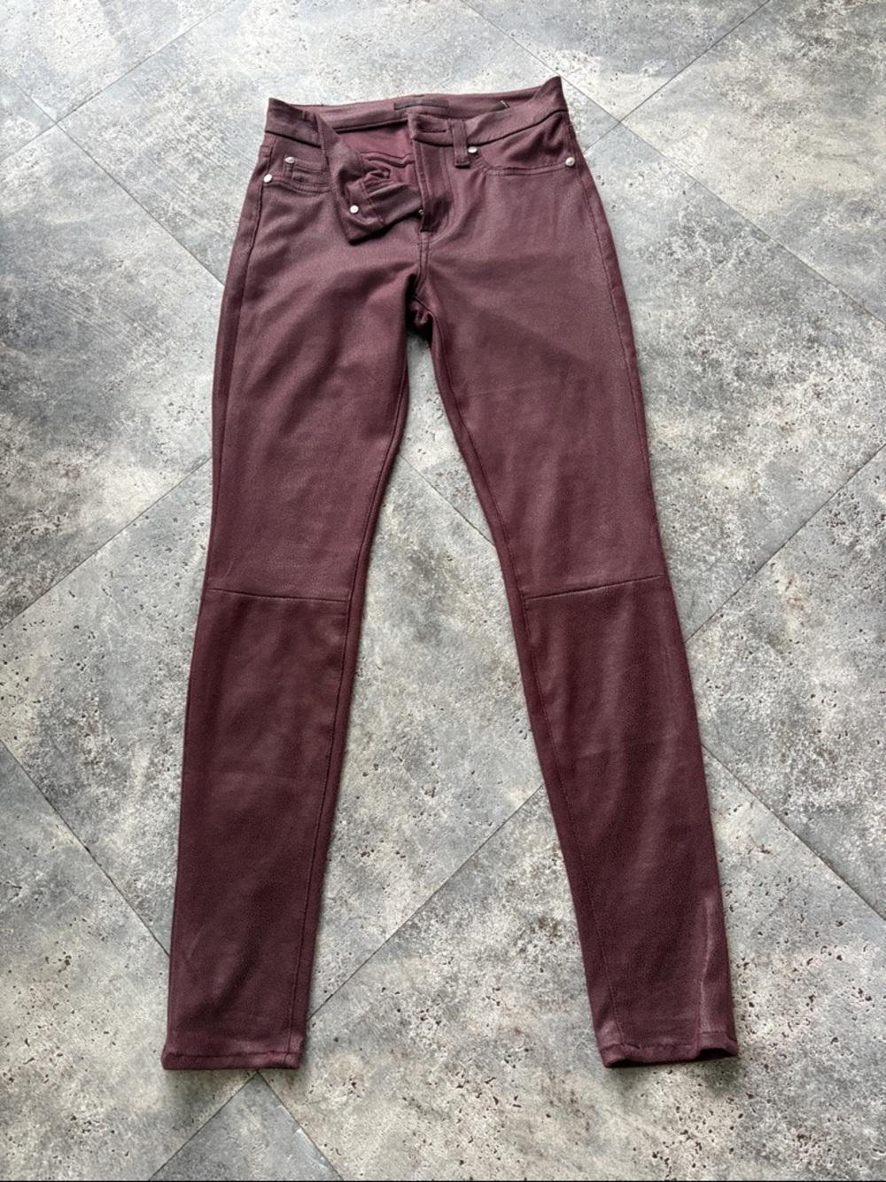 7 For All Mankind Metallic Plum Skinny Pants